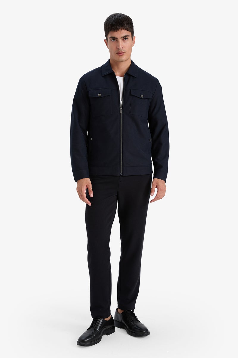 DeFacto Blue Man Slim Fit Zip-Up Lined Jacket Casual - Image 2